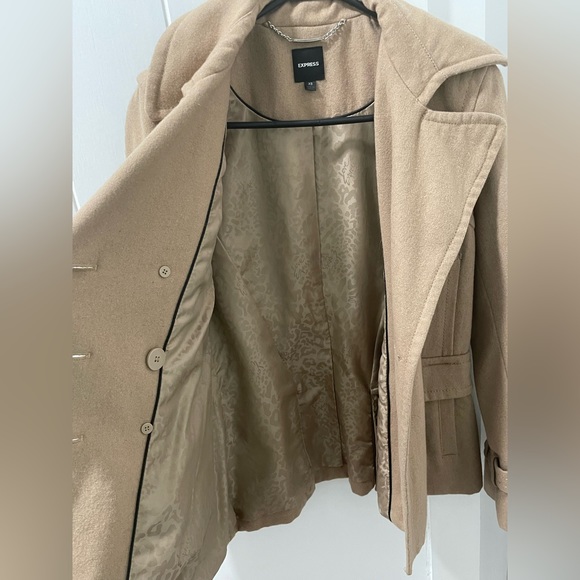 Express tan/caramel double breasted wool pea coat size XS - Picture 2 of 11